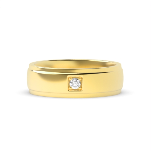 4 Prong Round Yellow Gold Row Band Diamond Rings