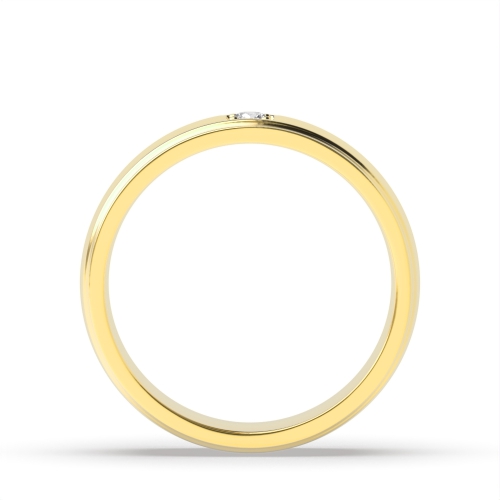4 Prong Round Yellow Gold Row Band Diamond Rings