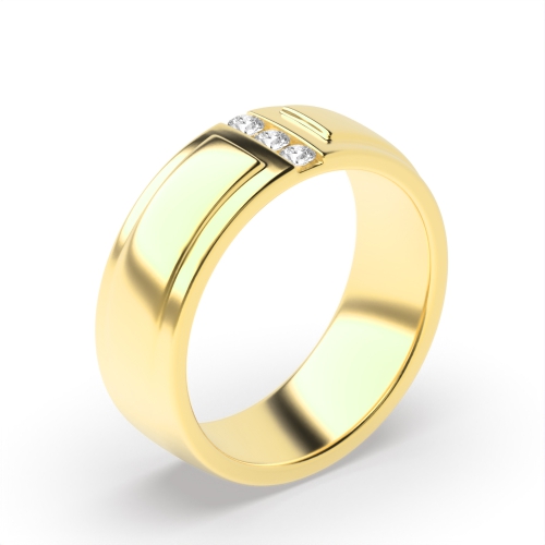 Channel Setting Round Yellow Gold Sacred Band Diamond Rings