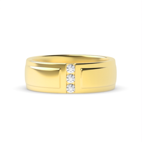 Channel Setting Round Yellow Gold Sacred Band Diamond Rings