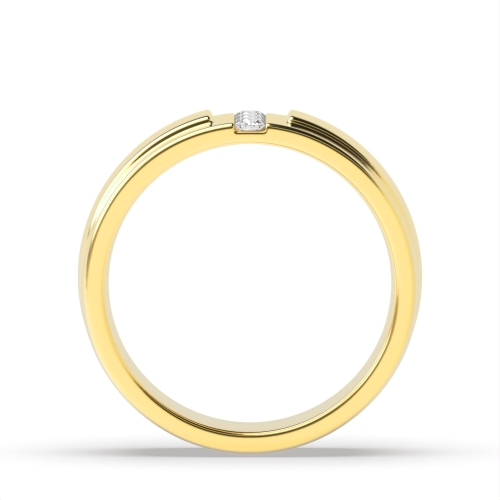 Channel Setting Round Yellow Gold Sacred Band Diamond Rings