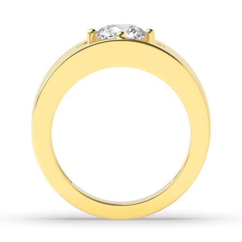 4 Prong Round Yellow Gold Row Diamond Rings