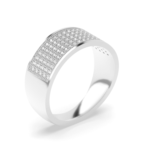 five row pave setting round shape half eternity Moissanites ring