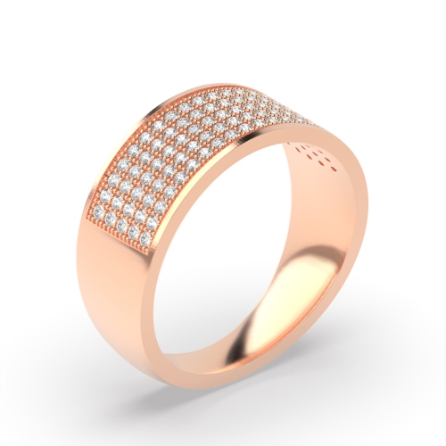 Pave Setting Round Rose Gold Five row Diamond Rings