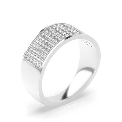 Pave Setting Round five row Half Eternity Diamond Ring