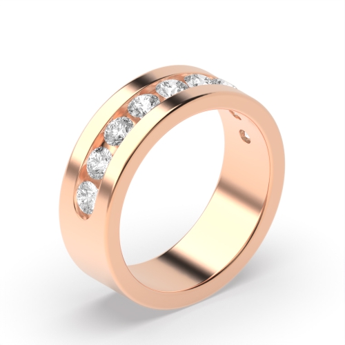 Channel Setting Round Rose Gold Reverie Diamond Band Engagement Rings