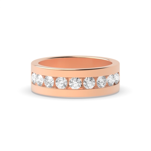 Channel Setting Round Rose Gold Reverie Diamond Band Engagement Rings