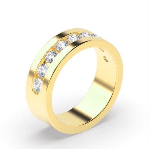 Channel Setting Round Yellow Gold Reverie Diamond Band Engagement Rings