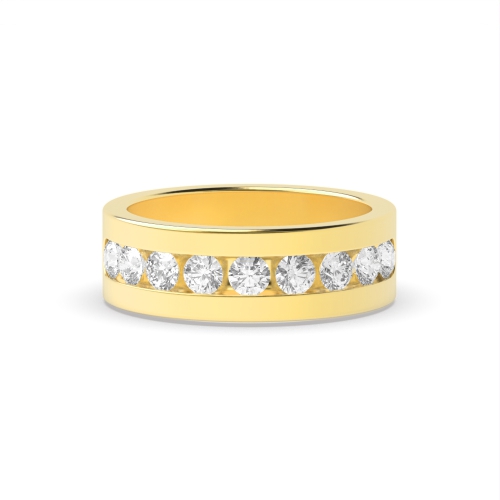 Channel Setting Round Yellow Gold Reverie Diamond Band Engagement Rings