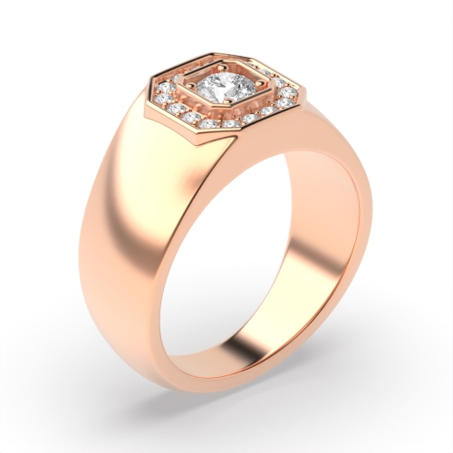 4 Prong Round Rose Gold Octagon Diamond Rings