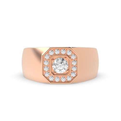4 Prong Round Rose Gold Octagon Diamond Rings