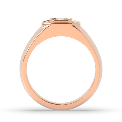 4 Prong Round Rose Gold Octagon Diamond Rings