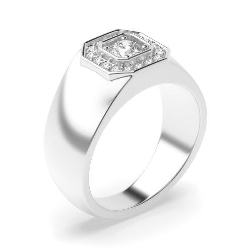 4 Prong Round Octagon Moissanite Black Cluster Diamond Rings