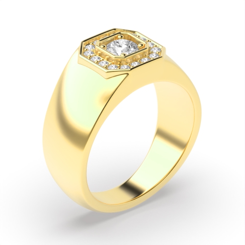 4 Prong Round Yellow Gold Cluster Diamond Ring