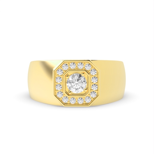 4 Prong Round Yellow Gold Cluster Diamond Ring