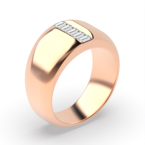 Channel Setting Baguette Rose Gold Big Diamond Rings