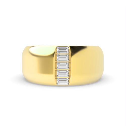 Channel Setting Baguette Yellow Gold Cluster Diamond Ring