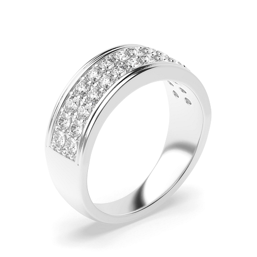 Pave Setting Round 2 rows 6.50mm Unique Men's Wedding Bands Diamond Rings