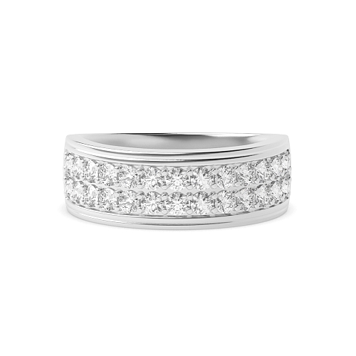 Pave Setting Round 2 rows 6.50mm Unique Men's Wedding Bands Diamond Rings