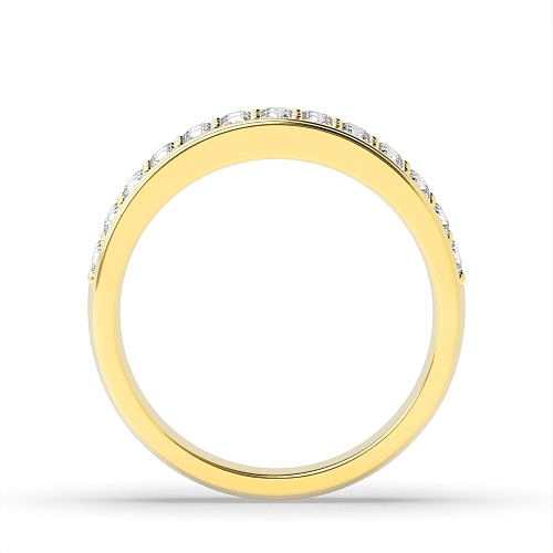 Pave Setting Round Yellow Gold 2 rows 6.50mm Diamond Rings