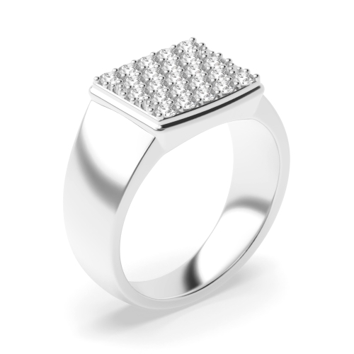 pave setting round shape mens diamonds engagement ring