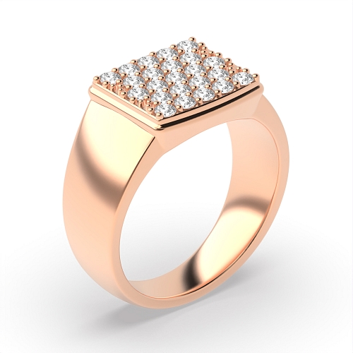 Pave Setting Round Rose Gold Ethereal Unique Men's Wedding Bands Diamond Rings