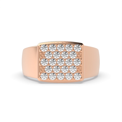 Pave Setting Round Rose Gold Ethereal Unique Men's Wedding Bands Diamond Rings