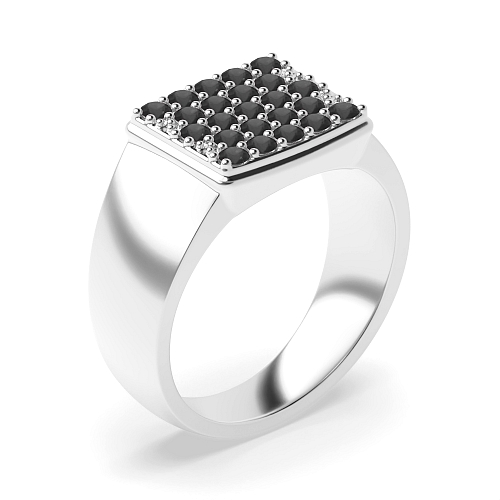 Pave Setting Round Ethereal Black Diamond Rings