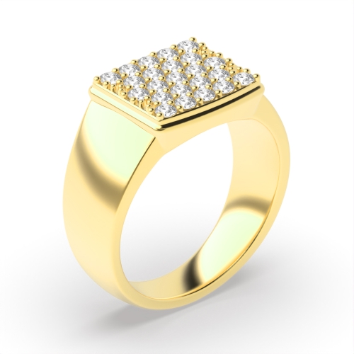 Pave Setting Round Yellow Gold Cluster Diamond Ring