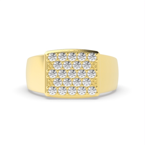 Pave Setting Round Yellow Gold Cluster Diamond Ring