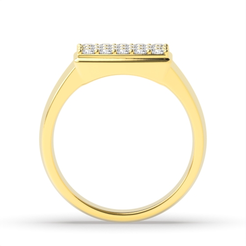 Pave Setting Round Yellow Gold Cluster Diamond Ring