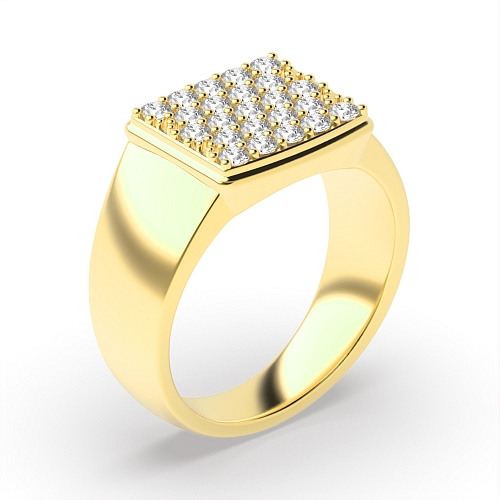 Pave Setting Round Yellow Gold Ethereal Diamond Rings