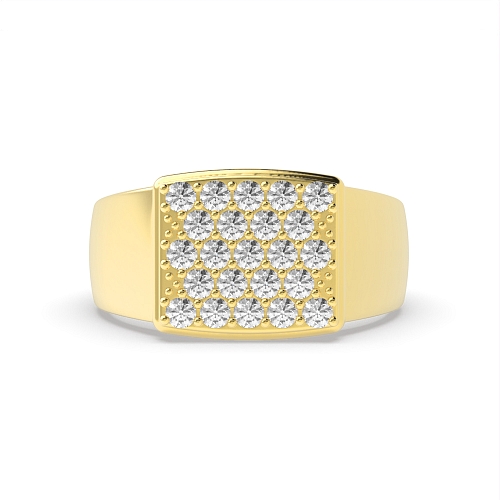 Pave Setting Round Yellow Gold Ethereal Diamond Rings