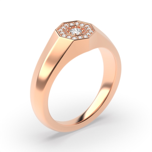 Pave Setting Round Rose Gold Lustrous Unique Men's Wedding Bands Diamond Rings