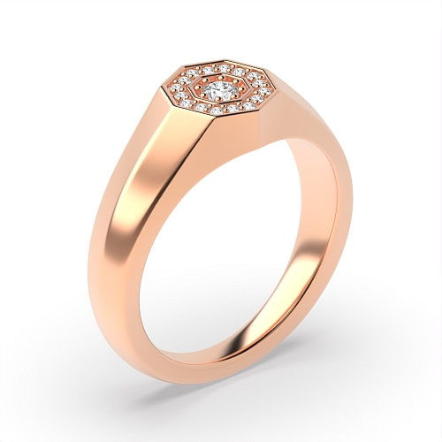 Pave Setting Round Rose Gold Lustrous Diamond Rings