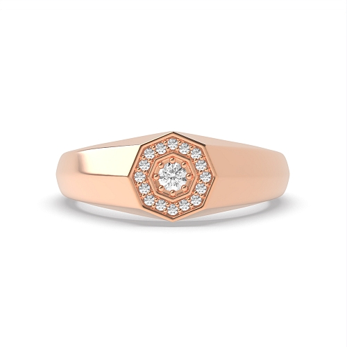 Pave Setting Round Rose Gold Lustrous Diamond Rings