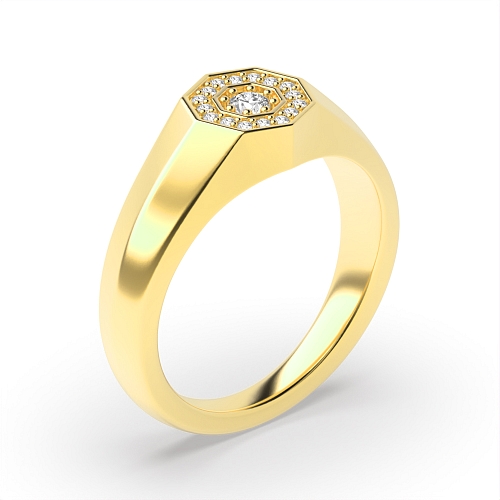 Pave Setting Round Yellow Gold Lustrous Diamond Rings