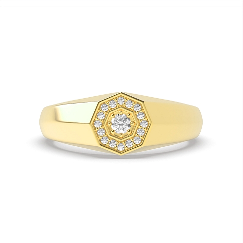 Pave Setting Round Yellow Gold Lustrous Diamond Rings