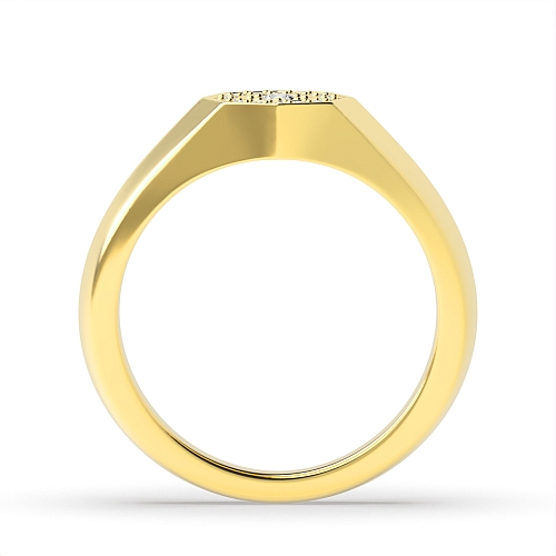 Pave Setting Round Yellow Gold Lustrous Diamond Rings