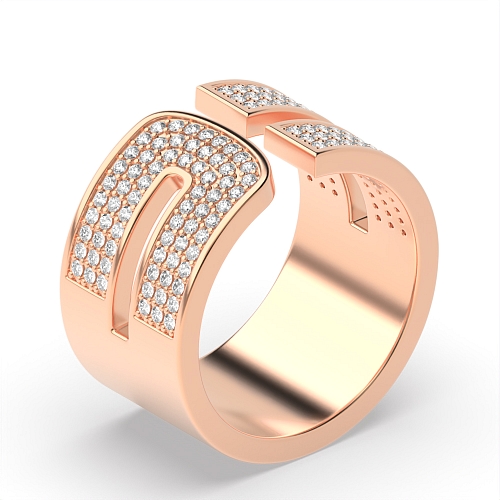 Pave Setting Round Rose Gold Radiantstream Diamond Band Engagement Rings