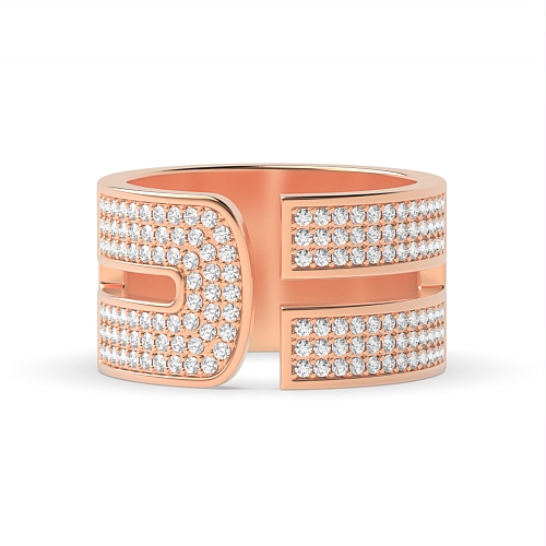 Pave Setting Round Rose Gold Radiantstream Diamond Band Engagement Rings