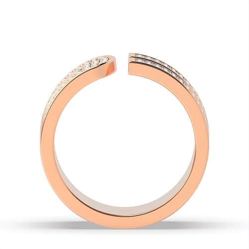 Pave Setting Round Rose Gold Radiantstream Diamond Band Engagement Rings