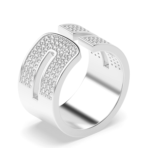 Pave Setting Round Radiantstream Naturally Mined Diamond Engagement Rings