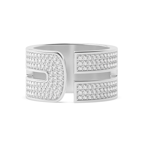Pave Setting Round Radiantstream Naturally Mined Diamond Engagement Rings