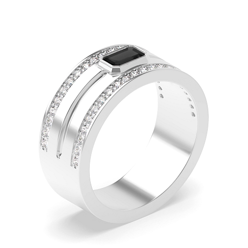 Bezel Setting Emerald Radiance Black Diamond Rings