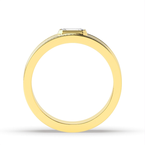 Bezel Setting Emerald Yellow Gold Radiance Diamond Rings