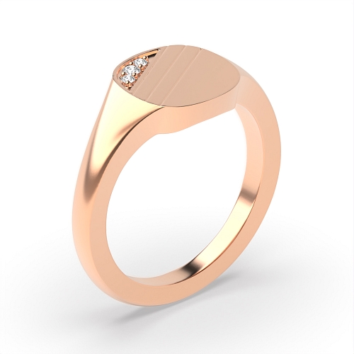 Pave Setting Round Rose Gold Line Diamond Rings