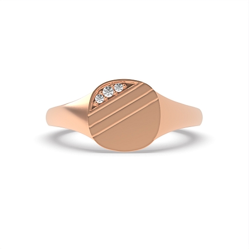 Pave Setting Round Rose Gold Line Diamond Rings