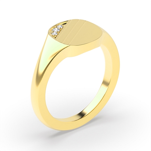 Pave Setting Round Yellow Gold Line Diamond Rings