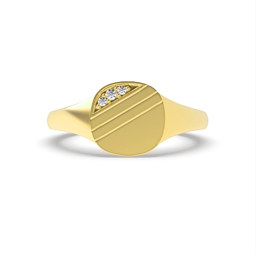 Pave Setting Round Yellow Gold Line Diamond Rings
